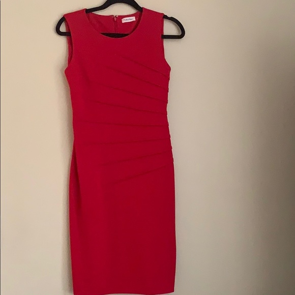 CALVIN KLEIN Body-Con Red Dress,Size 2 - Picture 8 of 8